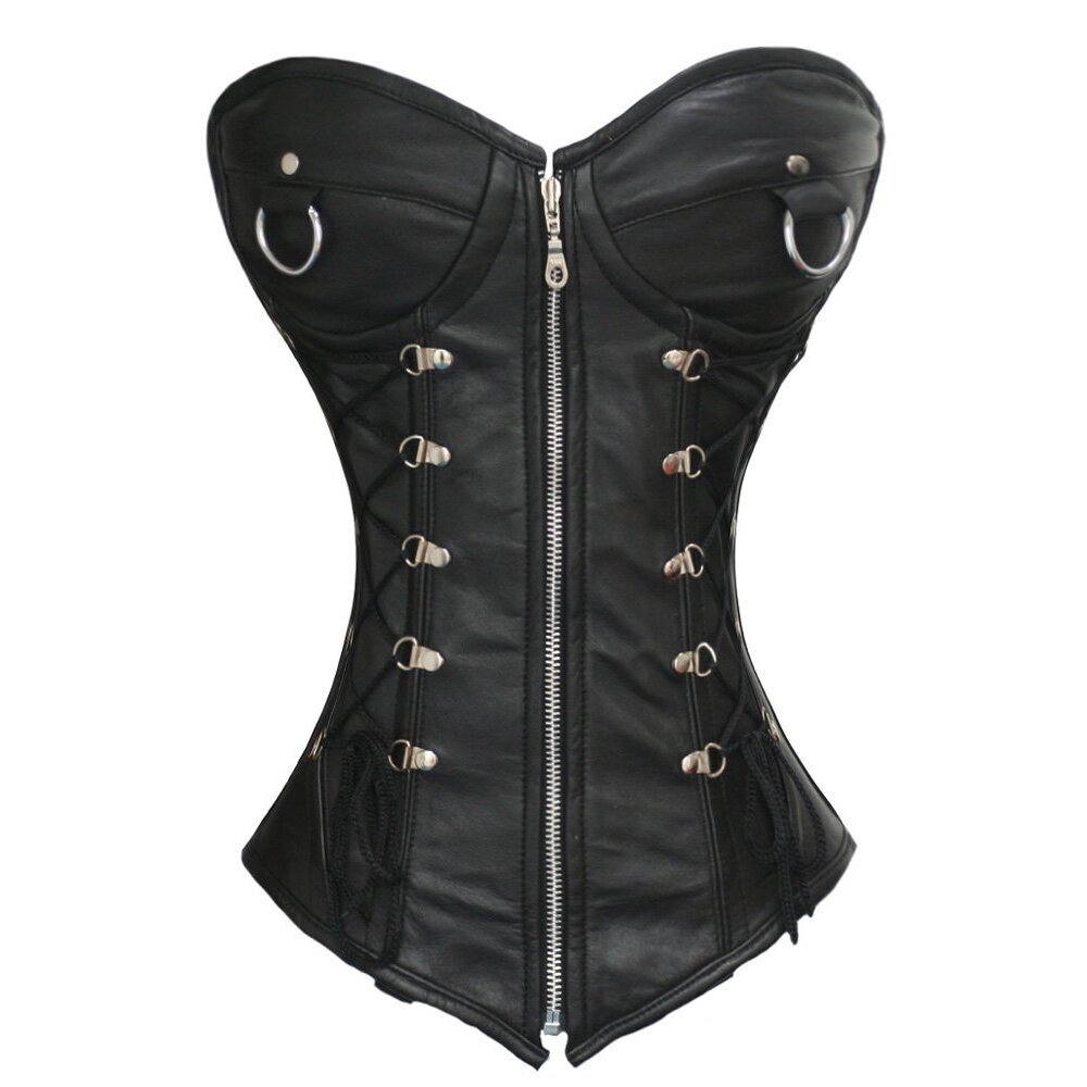 4246 Heavy Duty 24 Double Steel Boned Waist Training Leather Overbust Tight